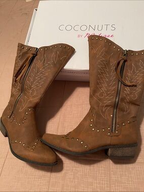 Coconuts by Matisse Brown Studded Western Side Zip Boots